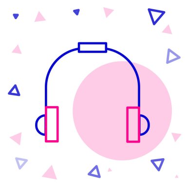 Beyaz arkaplanda hat kulaklığı simgesi izole edildi. Kulaklıklar. Müzik, hizmet, iletişim ve operatör konsepti. Renkli taslak konsepti. Vektör İllüstrasyonu.