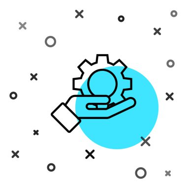 El simgesindeki siyah çizgi Ayarları beyaz arkaplanda izole edildi. Rastgele dinamik şekiller. Vektör İllüstrasyonu.