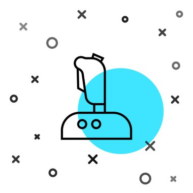 Atari makinesi simgesi için siyah çizgi Joystick beyaz arkaplanda izole edildi. Joystick oyun alanı. Rastgele dinamik şekiller. Vektör İllüstrasyonu.