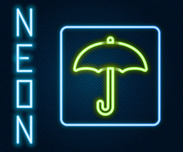 Leuchtende Neon Linie Regenschirm Symbol Isoliert Auf Schwarzem Hintergrund Wasserdichtes — Stockvektor