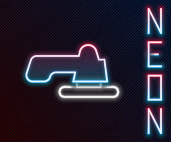 Parlayan neon hattı su musluğu simgesi siyah arkaplanda izole edildi. Renkli taslak konsepti. Vektör İllüstrasyonu.