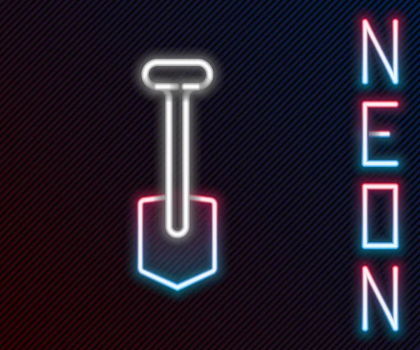 Gloeiende Neon Lijn Schep Pictogram Geïsoleerd Zwarte Achtergrond Tuingereedschap Gereedschap — Stockvector