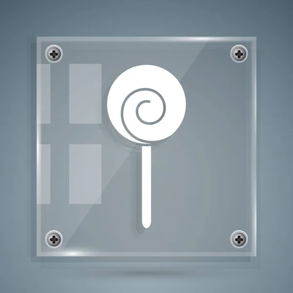 Weißes Lollipop Symbol Isoliert Auf Grauem Hintergrund Essen Köstliches Symbol — Stockvektor