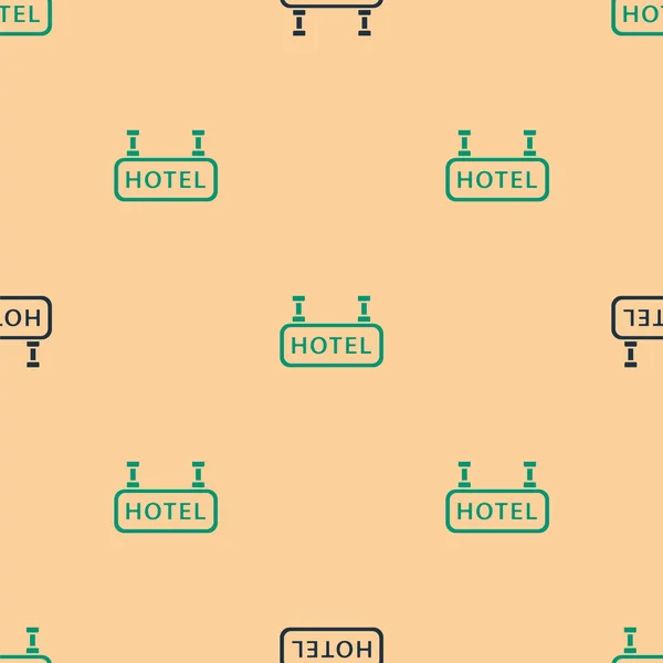 Zelená Černá Signboard Venkovní Reklama Textem Hotel Ikona Izolované Bezešvé — Stockový vektor