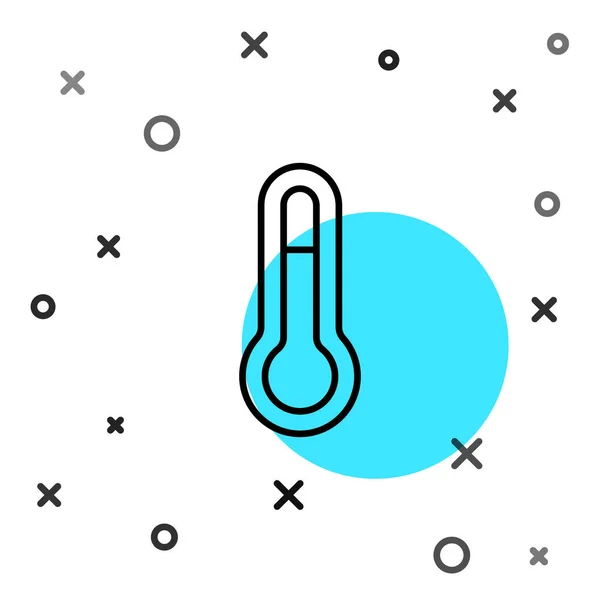 Línea Negra Termómetro Meteorología Icono Medición Aislado Sobre Fondo Blanco — Vector de stock