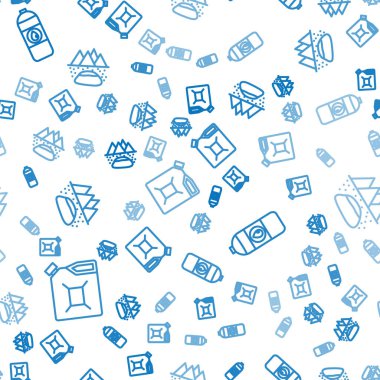 Benzin için teneke kutuyu, motor yağı için teneke kutuyu ve petrol sahasını kusursuz bir şekilde ayarlayın. Vektör.