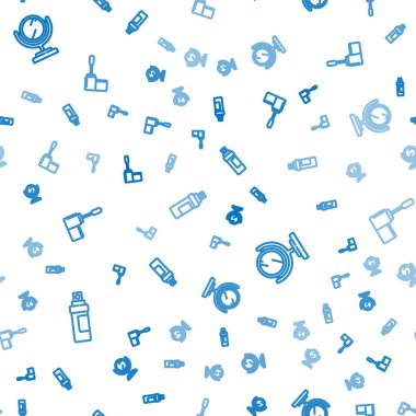 Parfüm hattı, yuvarlak makyaj aynası ve pürüzsüz desenli Mascara fırçası. Vektör.