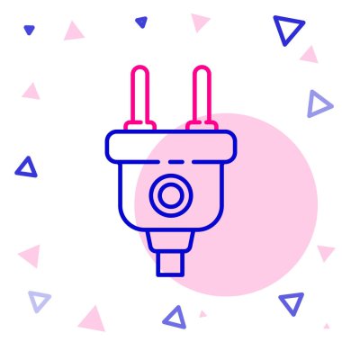 Elektrik hattı simgesi beyaz arkaplanda izole edildi. Bağlantı kavramı ve elektriğin kesilmesi. Renkli taslak konsepti. Vektör İllüstrasyonu.