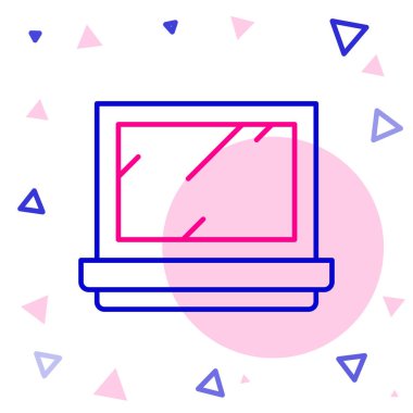 Beyaz zemin üzerinde ayna simgesi olan çizgi makyaj tozu. Renkli taslak konsepti. Vektör İllüstrasyonu.