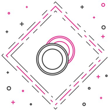 Beyaz arkaplanda satır simgesi izole edildi. Çatal bıçak sembolü. Restoran tabelası. Renkli taslak konsepti. Vektör İllüstrasyonu.