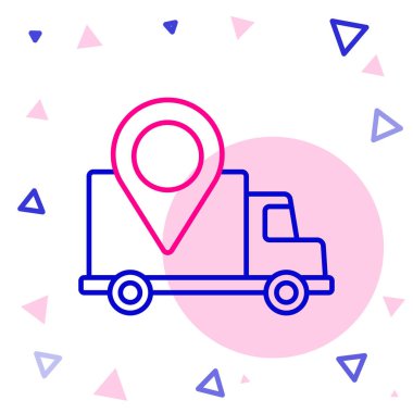 Çizgi Sevkiyat izleme simgesi beyaz arkaplanda izole edildi. Paket takibi. Renkli taslak konsepti. Vektör İllüstrasyonu.