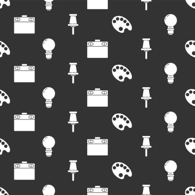 Palet, ampul, grafiksel tablet ve pimi pürüzsüz desene ayarla. Vektör.