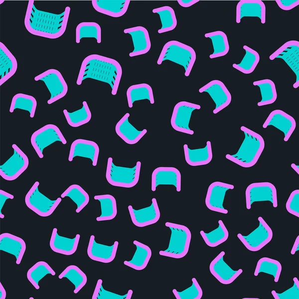 Çizgi buz hokeyi golü, kaleci ikonu ağıyla siyah arka planda izole edilmiş kusursuz desen. Vektör İllüstrasyonu.