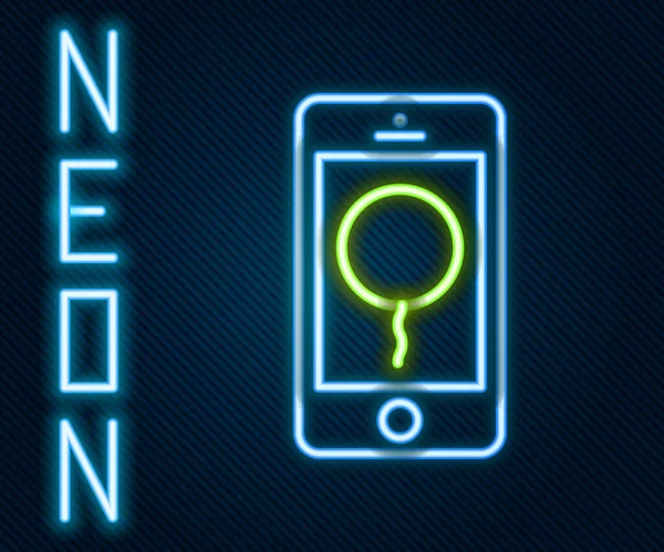 Ligne Lumineuse Néon Téléphone Portable Avec Icône Message Anniversaire Isolé — Image vectorielle