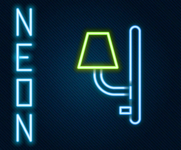 Gloeiende Neon Lijn Wall Sconce Pictogram Geïsoleerd Zwarte Achtergrond Wandlamp — Stockvector