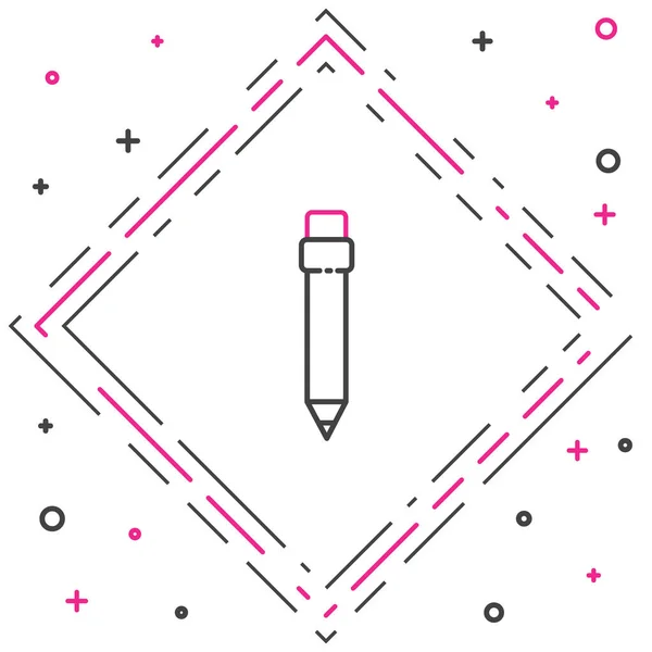 Crayon Ligne Avec Icône Gomme Isolée Sur Fond Blanc Outils — Image vectorielle