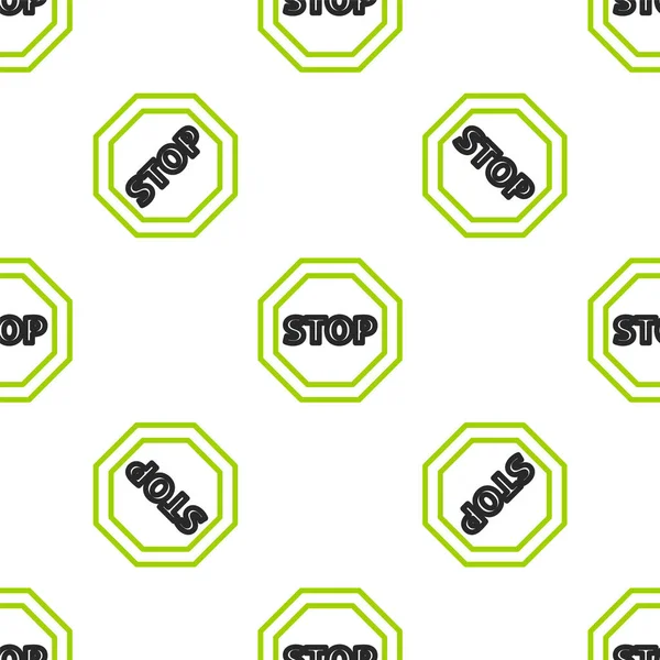 Line Stop Sign Icon Isolated Seamless Pattern White Background Traffic — Stock Vector