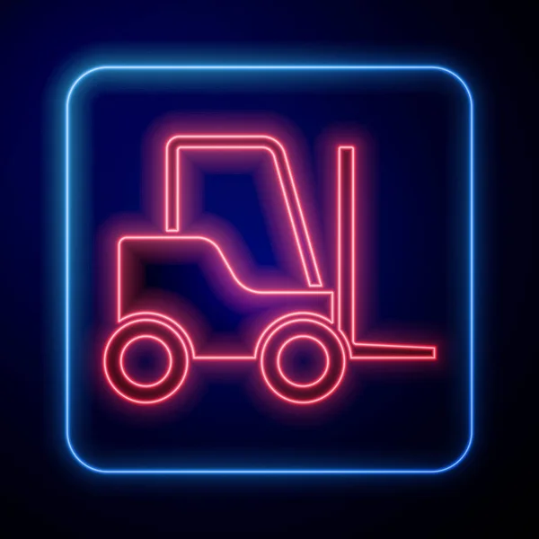 Λαμπερό Νέον Forklift Φορτηγό Εικονίδιο Απομονώνονται Μπλε Φόντο Φορτιστής Και — Διανυσματικό Αρχείο