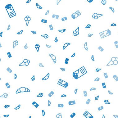 Kruvasan, Doner kebabı ve dondurmayı pürüzsüz kalıpta waffle külahına yerleştir. Vektör.