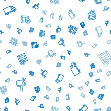 Posta kutusunu, kargo kamyonunu, tahtaları ayarlayın ve kusursuz desenleri silin. Vektör.