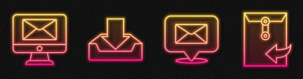 Set Line Speech Bubble Envelope Monitor Envelope Download Inbox Envelope — Stock Vector