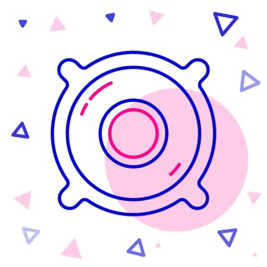 Hat Stereo hoparlörü simgesi beyaz arkaplanda izole edildi. Ses sistemi hoparlörleri. Müzik ikonu. Müzikal sütun hoparlörü. Renkli taslak konsepti. Vektör İllüstrasyonu.