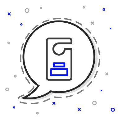 Satır Lütfen beyaz arkaplanda izole edilmiş simgeyi rahatsız etmeyin. Otel Kapısı Askısı Etiketleri. Renkli taslak konsepti. Vektör İllüstrasyonu.