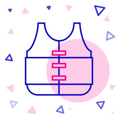 Çizgi Hayat ceketi simgesi beyaz arkaplanda izole edildi. Can yeleği ikonu. Olağanüstü bir spor. Spor malzemeleri. Renkli taslak konsepti. Vektör İllüstrasyonu.