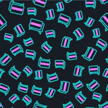 Metin sonbahar simgesine sahip satır konuşma balonu siyah arkaplanda izole edilmiş kusursuz desen. Vektör İllüstrasyonu.