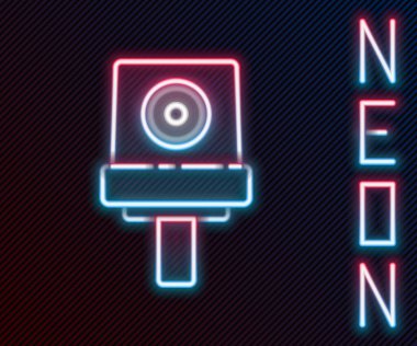 Parlayan neon hattı spreyi siyah arkaplanda izole edilmiş başlık simgesini temizleyebilir. Renkli taslak konsepti. Vektör İllüstrasyonu.