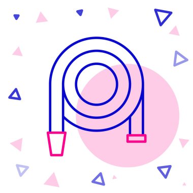 Hat yangın hortumu makarası simgesi beyaz arkaplanda izole edildi. Renkli taslak konsepti. Vektör İllüstrasyonu.