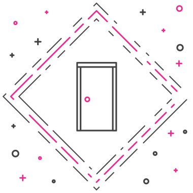 Satır kapatılmış kapı simgesi beyaz arkaplanda izole edildi. Renkli taslak konsepti. Vektör İllüstrasyonu.