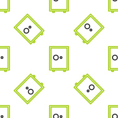 Hat Güvenli simgesi beyaz arkaplanda izole edilmiş kusursuz desen. Kapı, şifreli bir banka kasası. Güvenilir Veri Koruma. Vektör İllüstrasyonu.