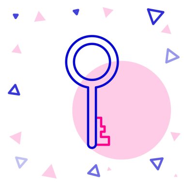 Beyaz arkaplanda eski anahtar simgesi izole edildi. Renkli taslak konsepti. Vektör İllüstrasyonu.