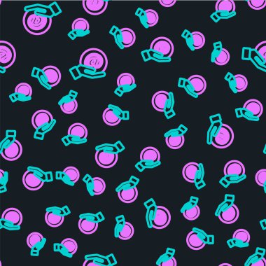 El simgesindeki satır postaları ve e-postalar siyah arkaplanda izole edilmiş kusursuz desen. Zarf sembolü e-postası. E- posta kodu. Vektör İllüstrasyonu.