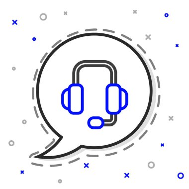 Beyaz arkaplanda hat kulaklığı simgesi izole edildi. Müşteri hizmetleri, yardım hattı, çağrı merkezi, faq, bakım. Renkli taslak konsepti. Vektör İllüstrasyonu.