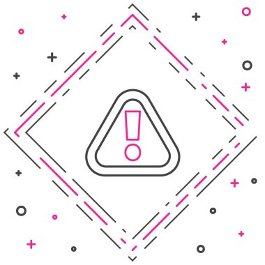 Beyaz arkaplanda izole edilmiş üçgen simgesindeki çizgi ünlem işareti. Tehlike uyarısı, dikkat, dikkat, tehlike uyarısı önemli. Renkli taslak konsepti. Vektör İllüstrasyonu.