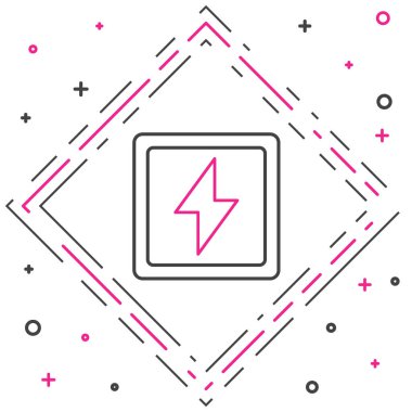 Şimşek çizgisi simgesi beyaz arkaplanda izole edildi. Flaş işareti. Flaş ikonunu yükle. Gök gürültüsü. Yıldırım çarpması. Renkli taslak konsepti. Vektör İllüstrasyonu.