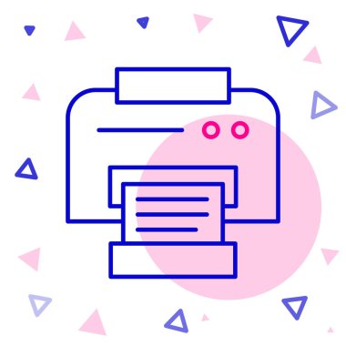 Çizgi Yazıcı simgesi beyaz arkaplanda izole edildi. Renkli taslak konsepti. Vektör İllüstrasyonu.