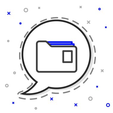 Beyaz arkaplanda izole edilmiş Satır Belgesi dosya simgesi. Muhasebe klasörü sembolü. Muhasebe yönetimi. Renkli taslak konsepti. Vektör İllüstrasyonu.