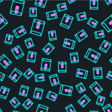 Çizgi Zarfı simgesi siyah arkaplanda izole edilmiş kusursuz desen. E- posta mektup sembolü. Vektör İllüstrasyonu.