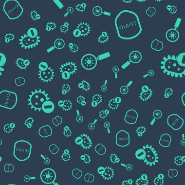 Virüsü büyüteç altına al, kalkanı virüse karşı koru, negatif virüsü ve negatif virüsü kusursuz kalıba geçir. Vektör.