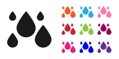 Siyah Su bırakma simgesi beyaz arkaplanda izole edildi. Simgeleri renklendirin. Vektör İllüstrasyonu.