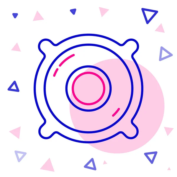 Hat Stereo hoparlörü simgesi beyaz arkaplanda izole edildi. Ses sistemi hoparlörleri. Müzik ikonu. Müzikal sütun hoparlörü. Renkli taslak konsepti. Vektör İllüstrasyonu.