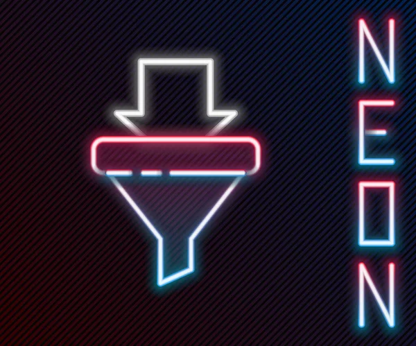 Žhnoucí Neonová Čára Prodejní Trychtýř Šipkami Pro Marketing Startup Obchodní — Stockový vektor