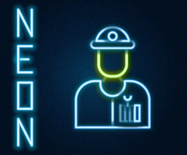 Glödande Neon Line Rörmokare Ikon Isolerad Svart Bakgrund Färgstarkt Skisskoncept — Stock vektor