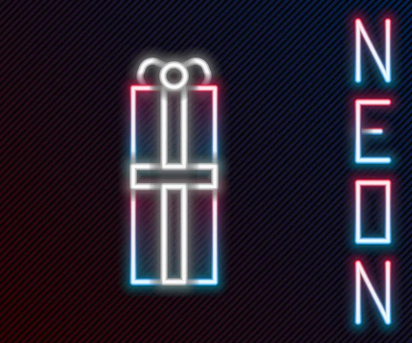 Glödande Neon Linje Presentask Ikon Isolerad Svart Bakgrund Grattis Födelsedagen — Stock vektor