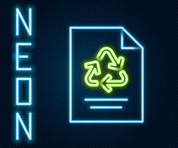 Γυαλίζοντας Neon Line Χαρτί Εικονίδιο Ανακύκλωσης Που Απομονώνεται Μαύρο Φόντο — Διανυσματικό Αρχείο