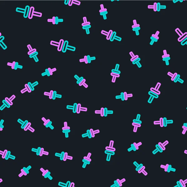 Line Electric devre şeması simgesi siyah arkaplanda izole edilmiş. Devre kartı. Vektör İllüstrasyonu.