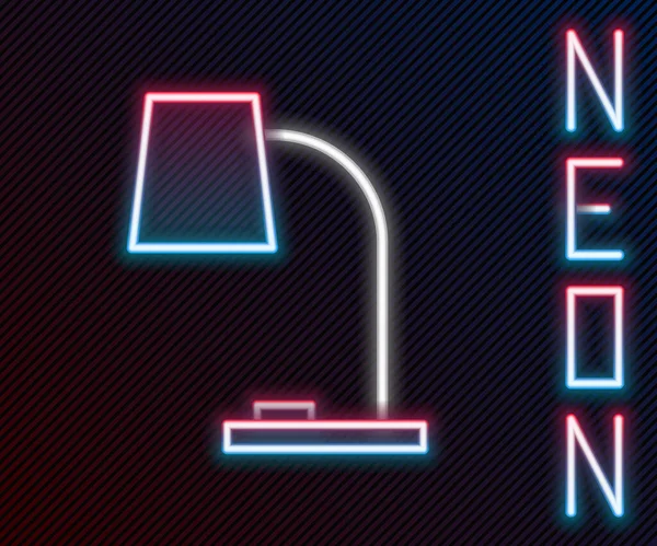 Zářící Neonová Čára Ikona Stolní Lampy Izolovaná Černém Pozadí Stolní — Stockový vektor